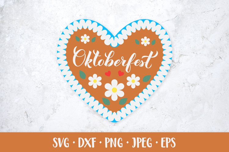 Oktoberfest SVG. Bavarian heart-shaped gingerbread