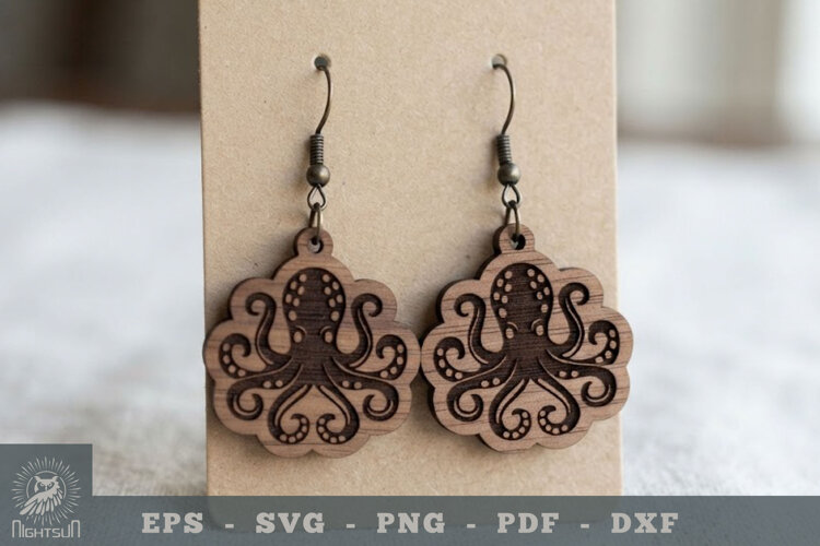 Octopus Lasercut Earring 1 example image 1