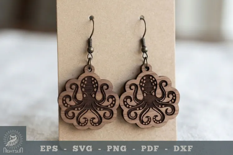 Octopus Lasercut Earring 1