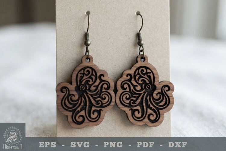Octopus Lasercut Earring 2 example image 1
