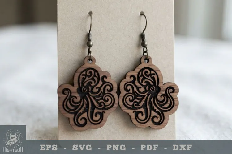 Octopus Lasercut Earring 2
