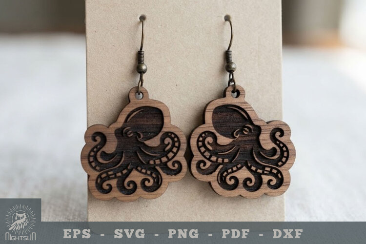 Octopus Lasercut Earring 3 example image 1