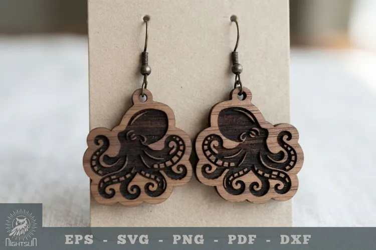 Octopus Lasercut Earring 3