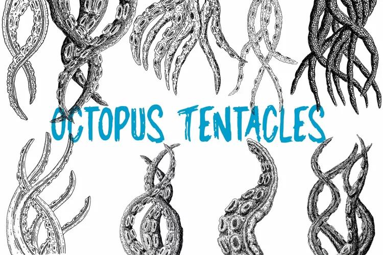 Hand Drawn Cthulhu Octopus Tentacles SVG, EPS, JPG, PNG