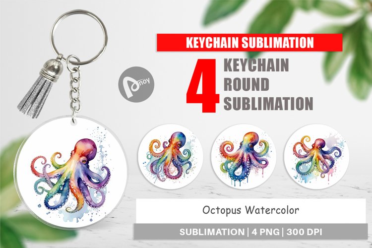 Keychain Octopus Watercolor