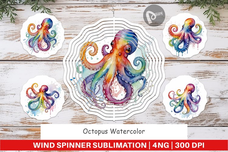 Wind Spinner Octopus Watercolor