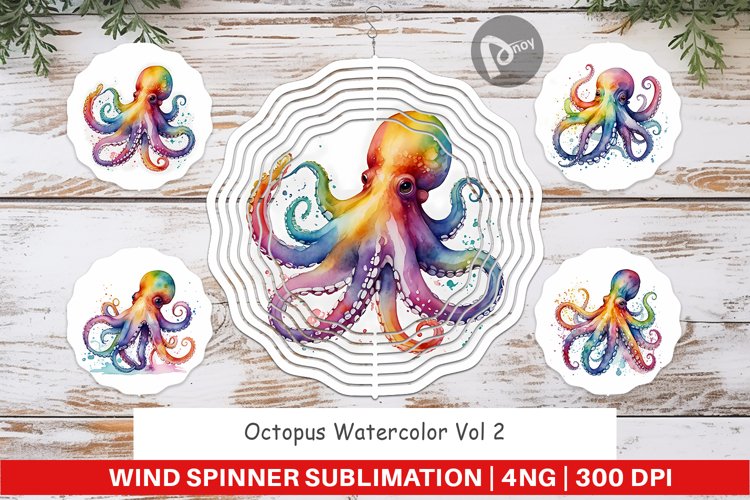 Wind Spinner Octopus Watercolor