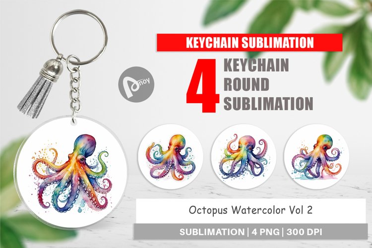 Keychain Octopus Watercolor