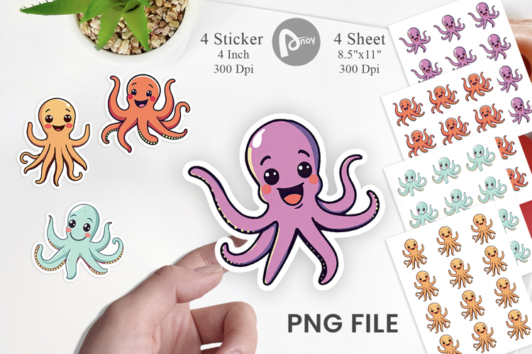Waving Octopus Sticker