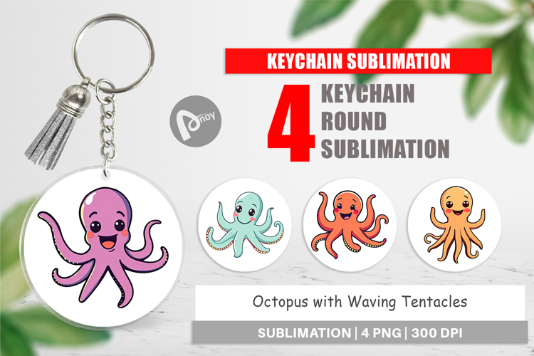 Keychain Waving Octopus