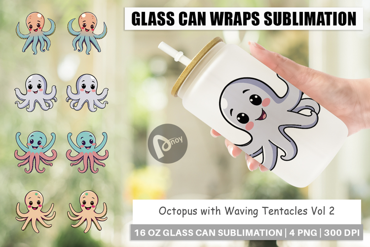 Glass Can Waving Octopus