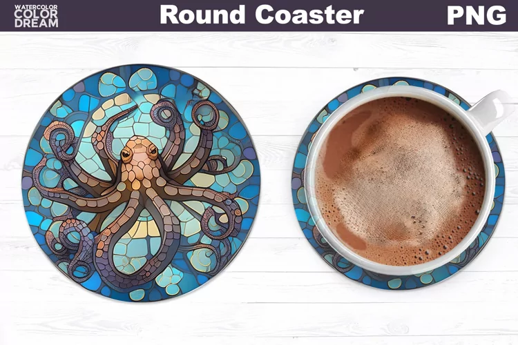 Octopus Stained Glass Coaster | Octopus Round Coaster