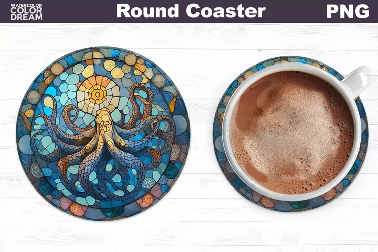 Octopus Stained Glass Coaster | Octopus Round Coaster