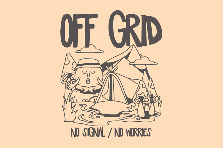 Off Grid Vintage Summer Camping Cartoon T shirt Design