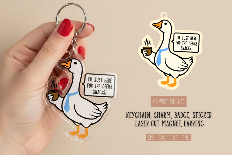 Office Goose Holding Cup of Coffee Laser Cut Template