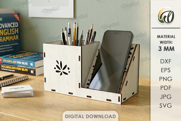 3D Office Organizer Laser Cut. Desk Organizer SVG example image 1
