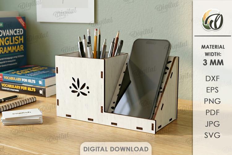 3D Office Organizer Laser Cut. Desk Organizer SVG