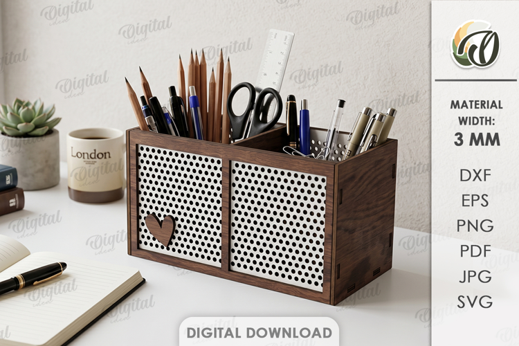 3D Office Organizer Laser Cut. Desk Organizer SVG