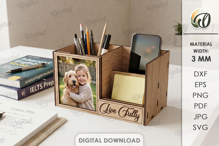 3D Office Organizer Laser Cut. Desk Organizer SVG
