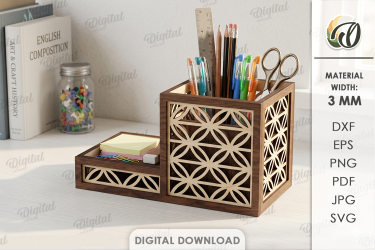 3D Office Organizer Laser Cut. Desk Organizer SVG
