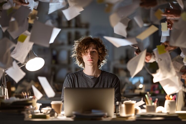 Young Asian man working on laptop in bright, modern home example image 1