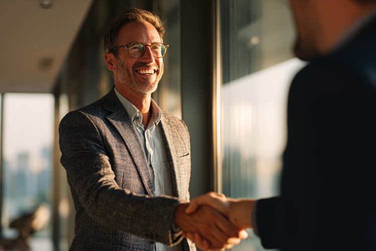 Business Colleagues Handshake at Sunset