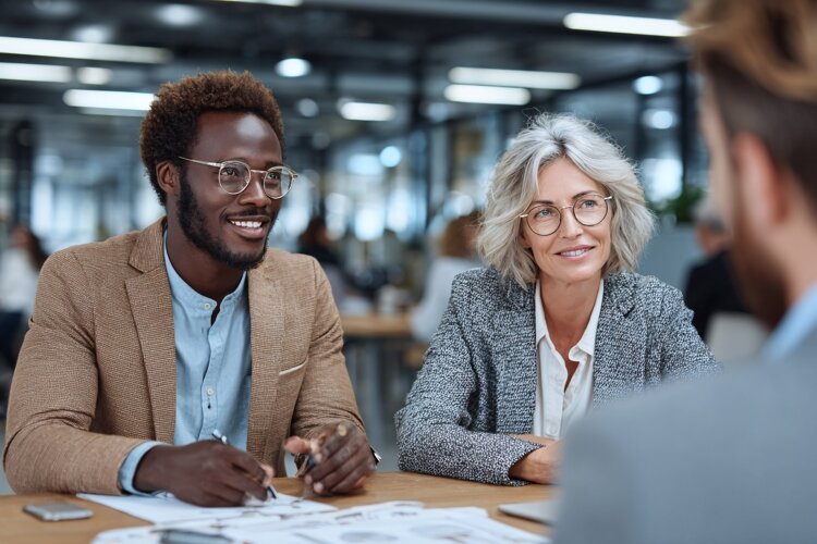 Diverse Business Team Meeting in Modern Office example image 1