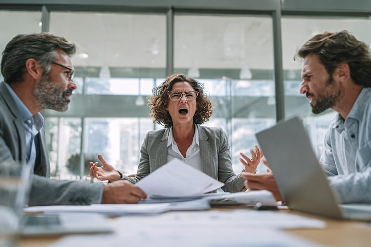 Business Team Meeting with Woman Presenting
