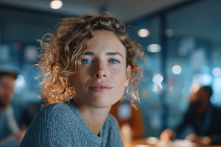 Confident Young Woman in Modern Office