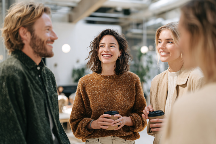 Colleagues Talking During Coffee Break