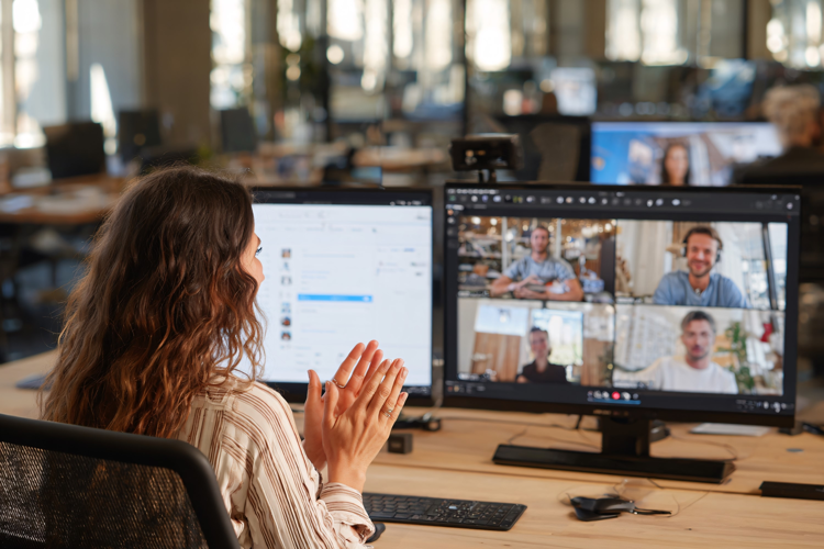 Woman in Remote Team Meeting