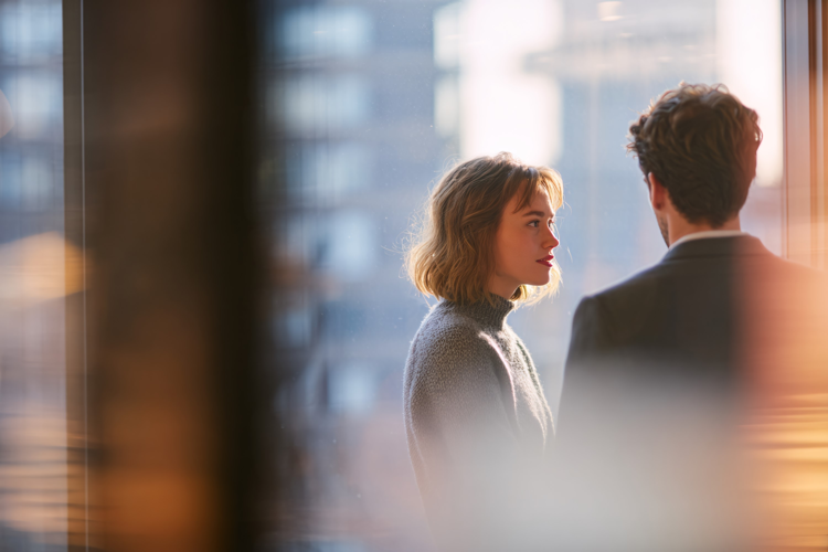 Colleagues Talking Near Office Window