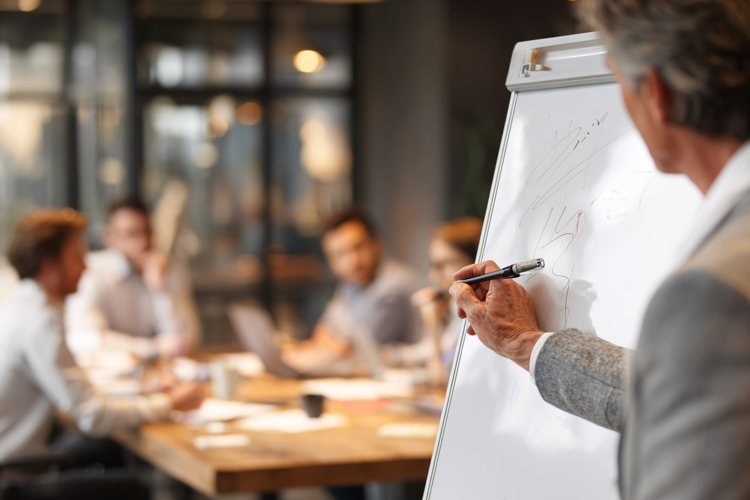 Team Brainstorming in Modern Coworking Space