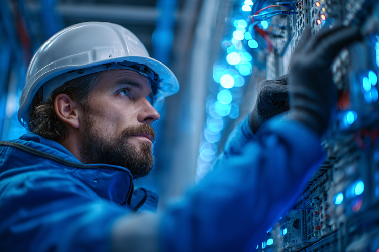 Technician Adjusting Data Center Hardware