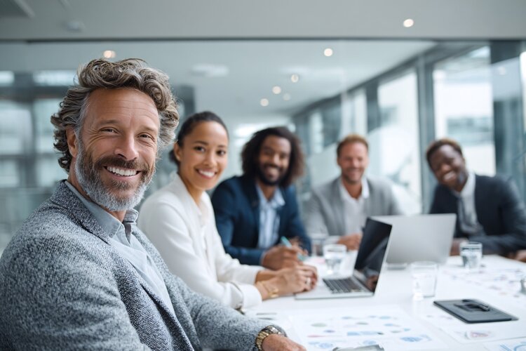 Team Collaborating in Warm Coworking Space example image 1