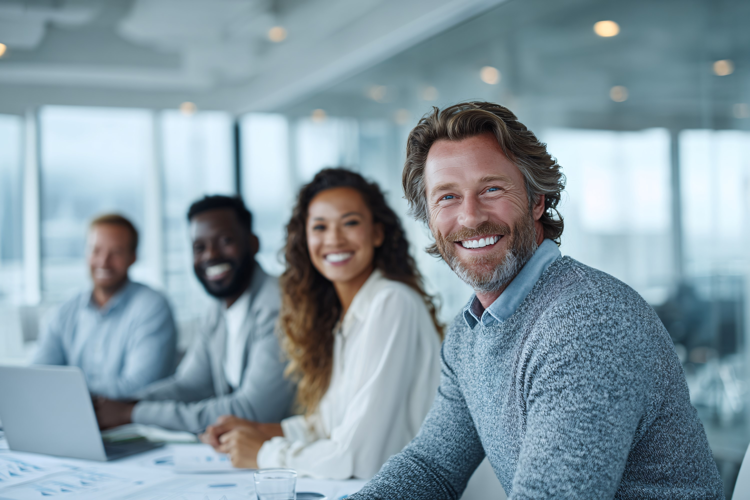 Senior Businessman Thinking in Meeting