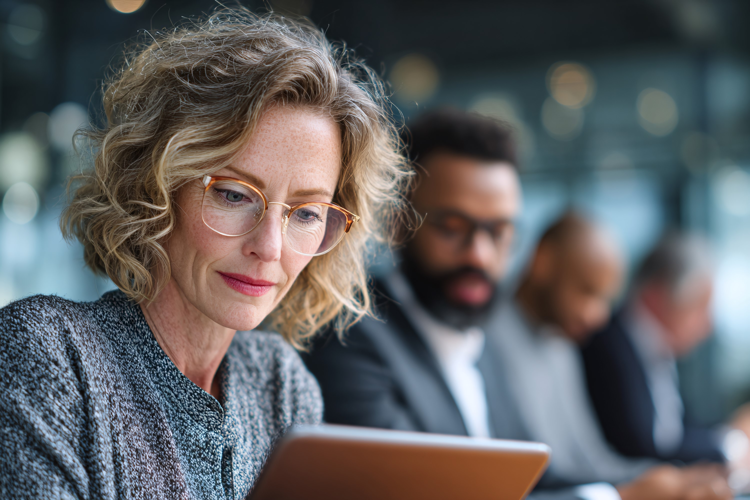 Focused Woman in Business Discussion