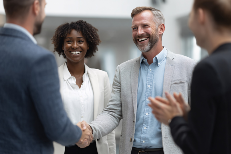 Diverse Business Team Shaking Hands, Success Meeting in Mode