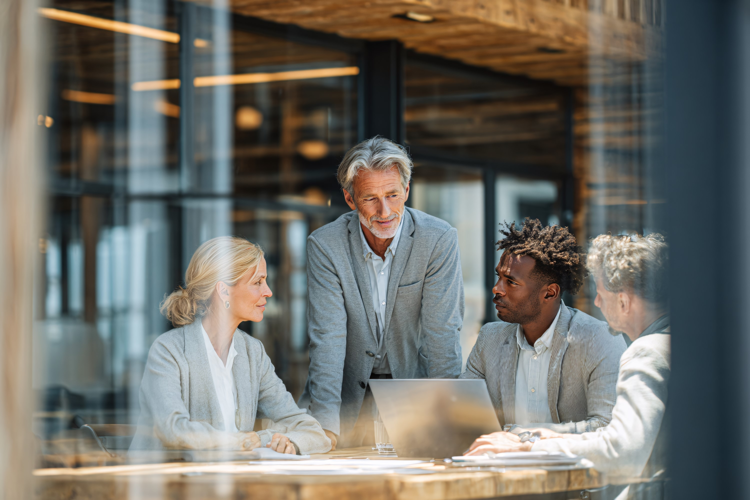 Diverse business team in meeting, discussing project