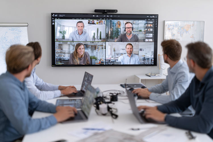 Diverse Business Team Collaborating on Video Conference Call