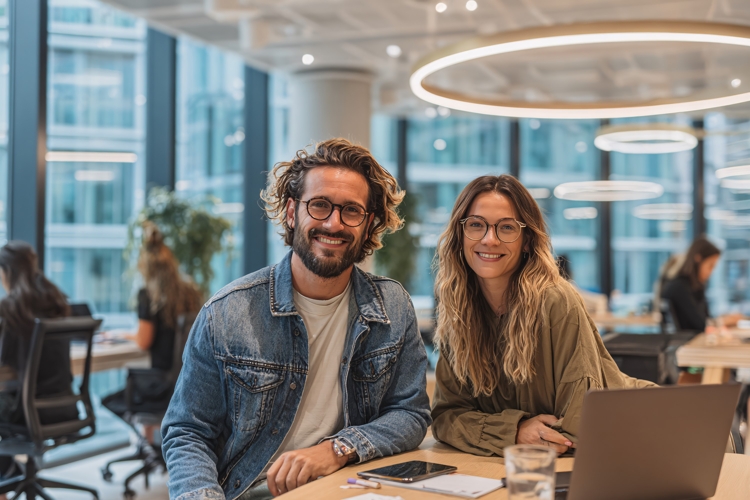 Smiling Diverse Business Team in Modern Office Collaboration