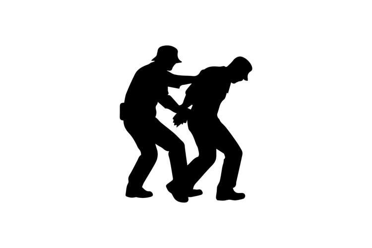 Officers Detaining Suspect Silhouette Illustration Design