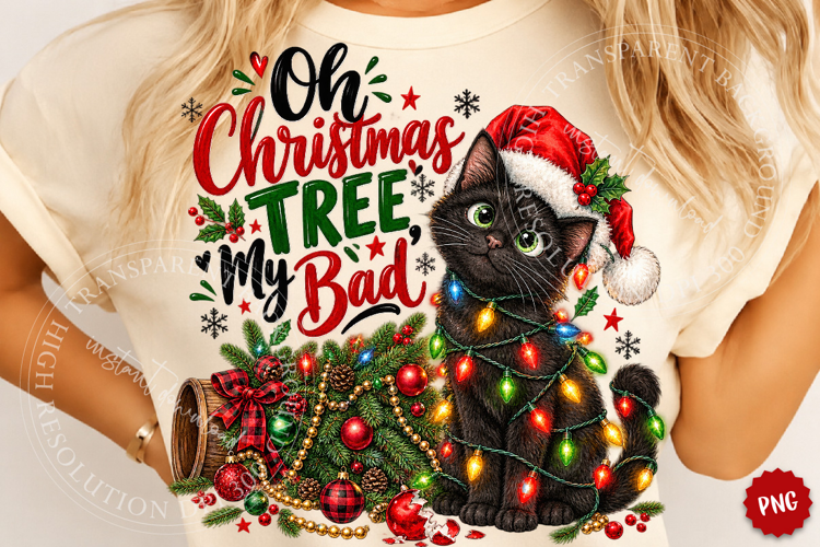 Oh Christmas Tree My Bad Funny Cat PNG