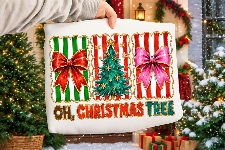 Oh Christmas Tree Png, Coquette Bow Christmas Tree png