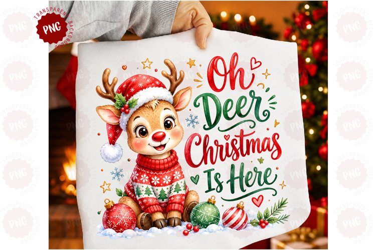 Oh Deer Christmas Is Here PNG