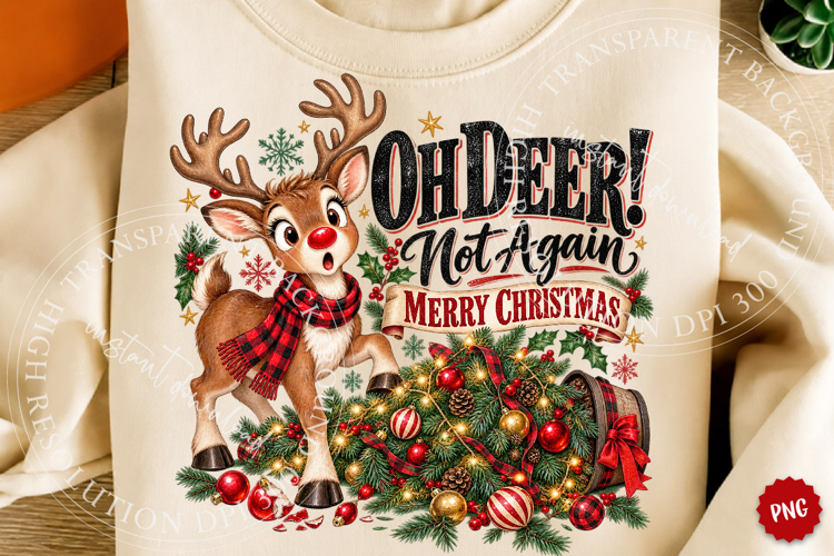 Oh Deer Not Again Christmas PNG