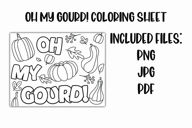 Oh My Gourd! Thanksgiving Coloring Sheet for Adults