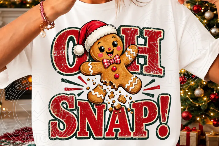 Oh Snap Gingerbread Retro Christmas PNG