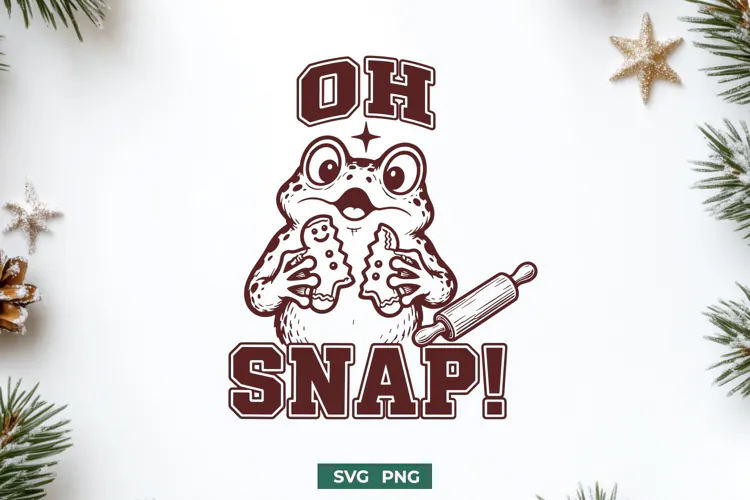 Oh Snap Gingerbread SVG PNG, Funny Christmas Frog Design