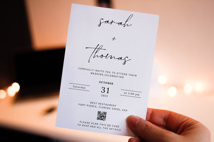 Elegant Minimalist QR Wedding Invitation example image 1